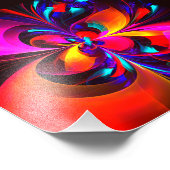 Moderne bloemige Abstracte kunst rood blauw patroo Foto Afdruk (Hoek)