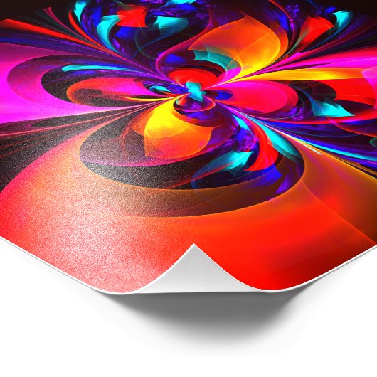 Moderne bloemige Abstracte kunst rood blauw patroo Foto Afdruk (Hoek)