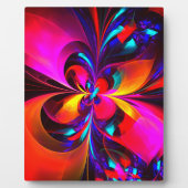 Moderne bloemige Abstracte kunst rood blauw patroo Fotoplaat (Voorkant)