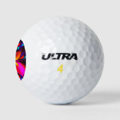 Moderne bloemige Abstracte kunst rood blauw patroo Golfballen (Logo)