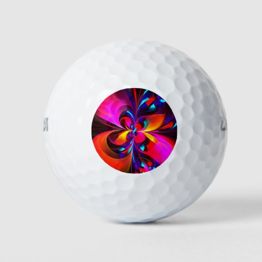 Moderne bloemige Abstracte kunst rood blauw patroo Golfballen (Voorkant)
