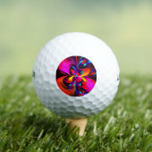 Moderne bloemige Abstracte kunst rood blauw patroo Golfballen (Insitu Shirt)