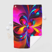 Moderne bloemige Abstracte kunst rood blauw patroo Golfhanddoek (Insitu)