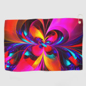 Moderne bloemige Abstracte kunst rood blauw patroo Golfhanddoek (Horizontaal)