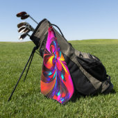 Moderne bloemige Abstracte kunst rood blauw patroo Golfhanddoek (Groen)