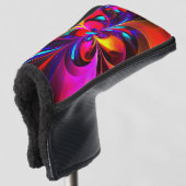 Moderne bloemige Abstracte kunst rood blauw patroo Golfheadcover (3/4 voorkant)