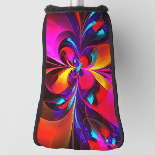 Moderne bloemige Abstracte kunst rood blauw patroo Golfheadcover