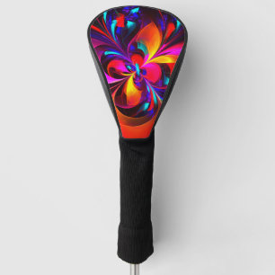 Moderne bloemige Abstracte kunst rood blauw patroo Golfheadcover
