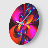 Moderne bloemige Abstracte kunst rood blauw patroo Grote Klok (Hoek)