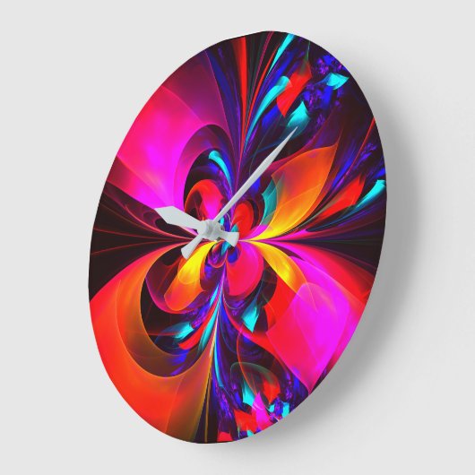 Moderne bloemige Abstracte kunst rood blauw patroo Grote Klok (Hoek)