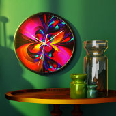 Moderne bloemige Abstracte kunst rood blauw patroo Grote Klok