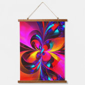 Moderne bloemige Abstracte kunst rood blauw patroo Hangend Wandkleed (Voorkant)