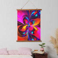 Moderne bloemige Abstracte kunst rood blauw patroo