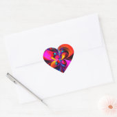 Moderne bloemige Abstracte kunst rood blauw patroo Hart Sticker (Envelop)