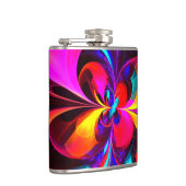 Moderne bloemige Abstracte kunst rood blauw patroo Heupfles (Rechts)