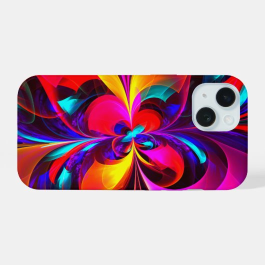 Moderne bloemige Abstracte kunst rood blauw patroo iPhone 15 Case (Achterkant horizontaal)