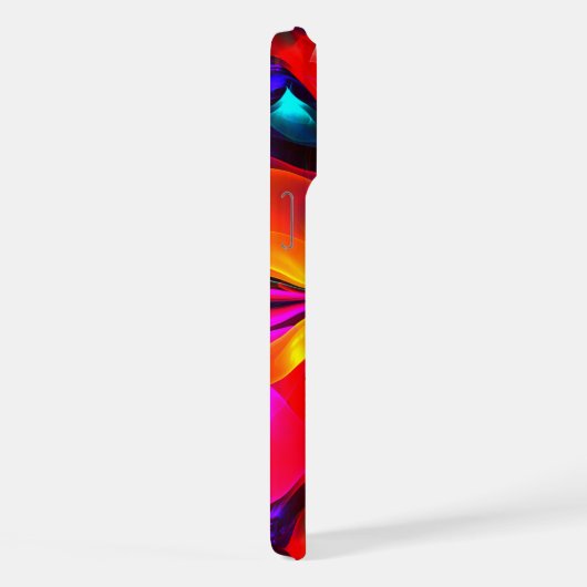 Moderne bloemige Abstracte kunst rood blauw patroo iPhone Hoesje (Rechterkant)