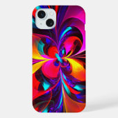 Moderne bloemige Abstracte kunst rood blauw patroo iPhone Hoesje (Achterkant)