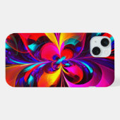 Moderne bloemige Abstracte kunst rood blauw patroo iPhone Hoesje (Achterkant horizontaal)