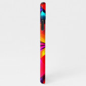 Moderne bloemige Abstracte kunst rood blauw patroo iPhone Hoesje (Rechterkant)