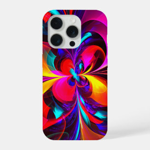 Moderne bloemige Abstracte kunst rood blauw patroo iPhone 15 Pro Case