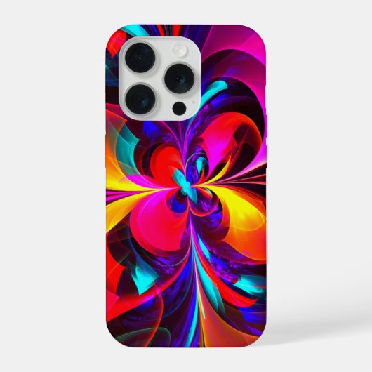 Moderne bloemige Abstracte kunst rood blauw patroo iPhone Hoesje (Achterkant)