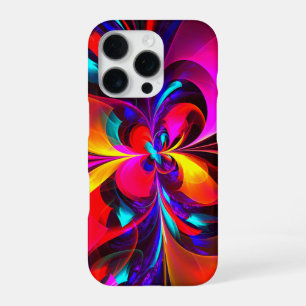 Moderne bloemige Abstracte kunst rood blauw patroo iPhone 16 Pro Hoesje