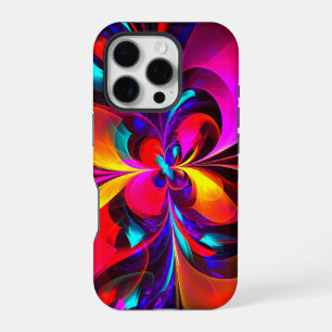 Moderne bloemige Abstracte kunst rood blauw patroo iPhone 16 Pro Hoesje