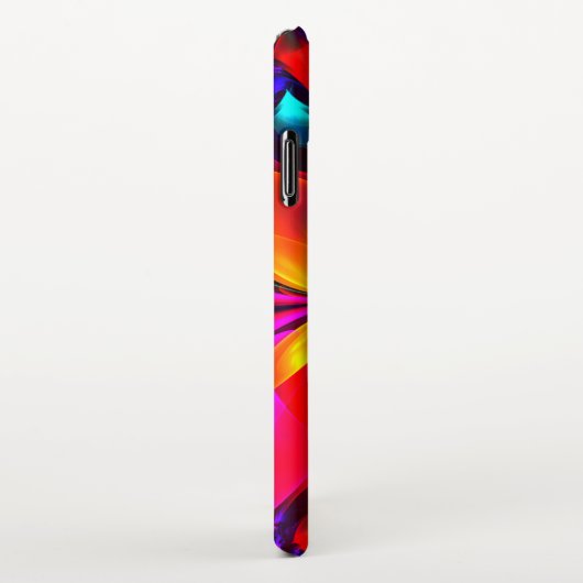 Moderne bloemige Abstracte kunst rood blauw patroo iPhone Hoesje (Rechterkant)