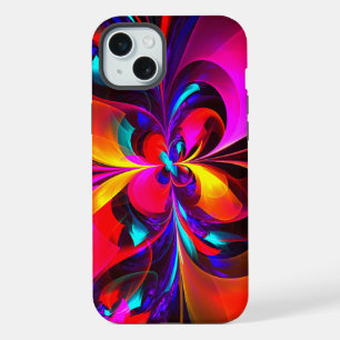 Moderne bloemige Abstracte kunst rood blauw patroo iPhone 15 Plus Case