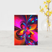 Moderne bloemige Abstracte kunst rood blauw patroo Kaart (Gele Bloem)