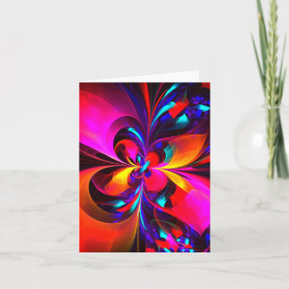 Moderne bloemige Abstracte kunst rood blauw patroo Kaart