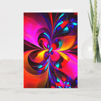 Moderne bloemige Abstracte kunst rood blauw patroo Kaart