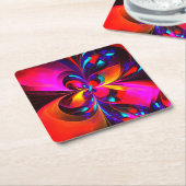 Moderne bloemige Abstracte kunst rood blauw patroo Kartonnen Onderzetters (Schuin)