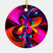 Moderne bloemige Abstracte kunst rood blauw patroo Keramisch Ornament (Voorkant)