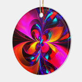 Moderne bloemige Abstracte kunst rood blauw patroo Keramisch Ornament (Links)