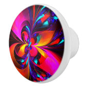 Moderne bloemige Abstracte kunst rood blauw patroo Keramische Knop (Rechts)