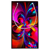 Moderne bloemige Abstracte kunst rood blauw patroo Klein Cadeauzakje (Achterkant)