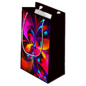 Moderne bloemige Abstracte kunst rood blauw patroo Klein Cadeauzakje (Achterkant Gekanteld)