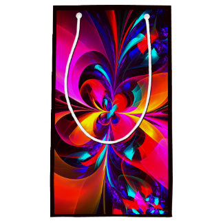 Moderne bloemige Abstracte kunst rood blauw patroo Klein Cadeauzakje