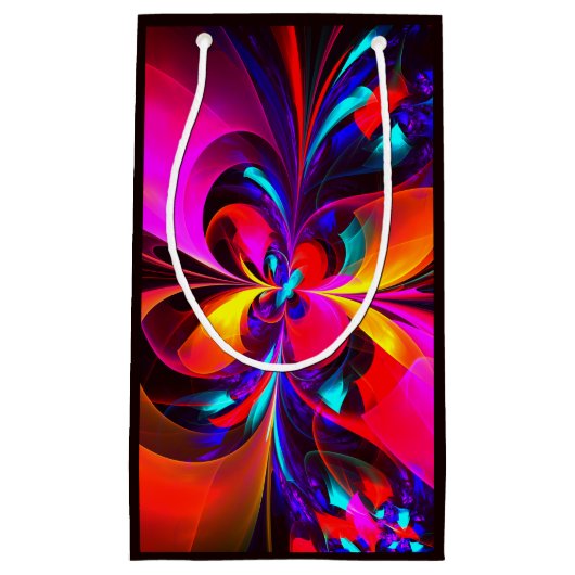 Moderne bloemige Abstracte kunst rood blauw patroo Klein Cadeauzakje (Voorkant)