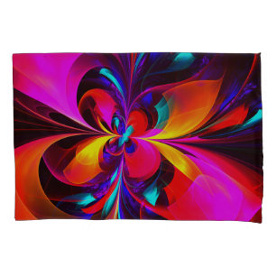Moderne bloemige Abstracte kunst rood blauw patroo Kussensloop