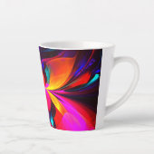 Moderne bloemige Abstracte kunst rood blauw patroo Latte Mok (Rechts)