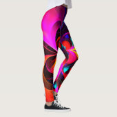 Moderne bloemige Abstracte kunst rood blauw patroo Leggings (Rechts)