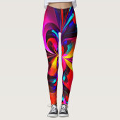 Moderne bloemige Abstracte kunst rood blauw patroo Leggings (Voorkant)