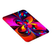 Moderne bloemige Abstracte kunst rood blauw patroo Magneet (Rechterzijde)