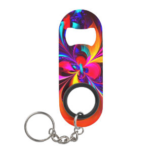 Moderne bloemige Abstracte kunst rood blauw patroo Mini Flessenopener