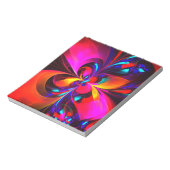 Moderne bloemige Abstracte kunst rood blauw patroo Notitieblok (Linkerzijde)