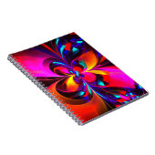 Moderne bloemige Abstracte kunst rood blauw patroo Notitieboek (Rechterzijde)