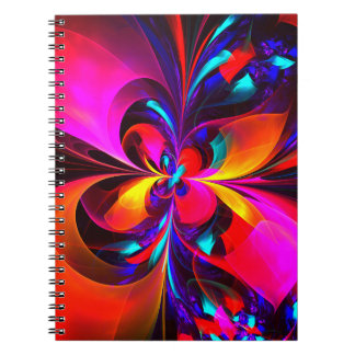 Moderne bloemige Abstracte kunst rood blauw patroo Notitieboek